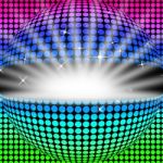 Disco Ball Background Shows Glowing Colorful And Clubbing Stock Photo