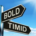Bold Timid Signpost Shows Extroverted And Shy Stock Photo