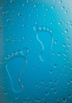 Water Drop Foot Print Stock Photo