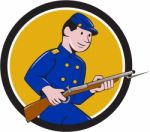 Union Army Soldier Bayonet Rifle Circle Cartoon Stock Photo