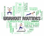 Workout Routines Show Physical Activity And Aerobics Stock Photo