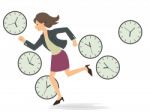 Woman Running With Time Stock Photo