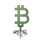 Cryptocurrency Bitcoin With Root Thin Line Flat Design Icon Vect Stock Photo