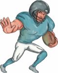 American Football Player Stiff Arm  Caricature Stock Photo