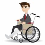 Cartoon Broken Leg Businessman Sitting On Wheelchair Stock Photo