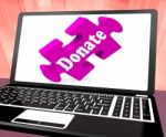 Donate Laptop Shows Charity Donating Donations And Fundraising Stock Photo