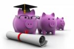 Graduate Piggy Banks Stock Photo