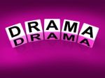 Drama Blocks Indicate Dramatic Theater Or Emotional Feelings Stock Photo