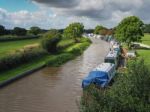 Narrow Boats Moored Along The Shropshire Union Canal Stock Photo