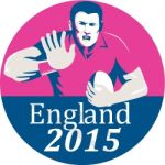 Rugby Player Fending England 2015 Circle Stock Photo