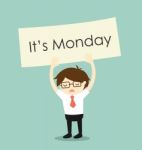 Business Concept, Business Man Feeling Tired On Monday.  Illustration Stock Photo
