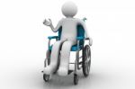 3d Human Character, Person In A Wheelchair Stock Photo