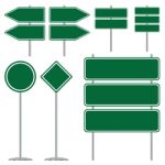 Blank Green And White Road Sign Design On White Background Stock Photo