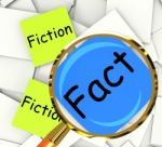 Fact Fiction Post-it Papers Mean Correct Or Falsehood Stock Photo