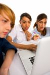 Teenage Students Using Laptop Stock Photo