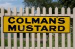 Colmans Mustard Sign At Sheffield Park Station Stock Photo