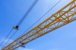Crane Boom Structure And Metal Sling On Blue Sky Stock Photo