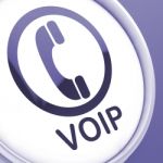Voip Button Means Voice Over Internet Protocol Or Broadband Tele Stock Photo