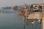 View Of Lake Garda And The Coastline At Sirmione Stock Photo