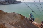 Chairlift To Alum Bay And The Needles Stock Photo