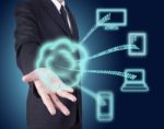 Businessman Showing Cloud Computing Stock Photo