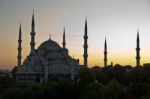 Istanbul - Blue Mosque In Sunset Stock Photo