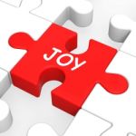 Joy Puzzle Shows Cheerful Fun Happy And Enjoy Stock Photo