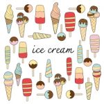 Ice Cream Doodle Pastel Colors Variation Stock Photo