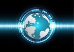 Technology Abstract World Globe Circle Wave Signal Background Stock Photo