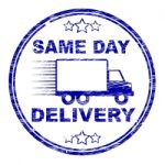 Same Day Delivery Represents Distributing Shipping And Logistics Stock Photo