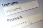 Login. Username And Password On Computer Screen. Defocus Concept Stock Photo