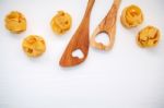 Italian Foods Concept And Menu Design. Dried Homemade Fettuccine Stock Photo
