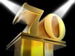 Golden Seventy On Pedestal Means Honourable Mention Or Excellenc Stock Photo