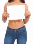 Sexy Girl Holding White Board Stock Photo