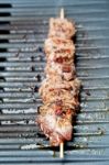 Meat Kebabs Shashlyk  On A Summer Barbecue Stock Photo