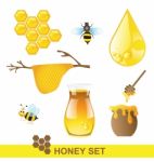 Honey Set On White Background Stock Photo
