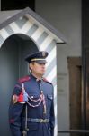 Czech Republic Soldier Guarding The Entrance To The Castle Area Stock Photo