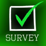 Survey Tick Indicates Poll Checked And Questionnaire Stock Photo