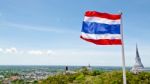 Thai Flag Waving In The Wind Stock Photo