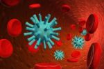 Blood Cells With Virus Stock Photo