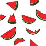 Watermelon Seamless Pattern By Hand Drawing On White Backgrounds Stock Photo