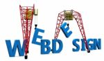 Building Web Design 3D Words Stock Photo