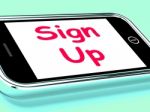 Sign Up On Phone Shows Join Membership Register Stock Photo