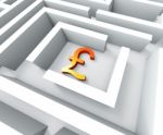 Gbp Currency In Maze Shows Finding Pounds Stock Photo