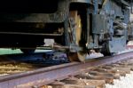 Closeup Of The Old Train Wheels Stock Photo