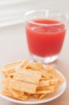Snack On White Plate With Fruit Punch Stock Photo
