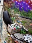 Fly-tipping Rubbish In Bordeaux Stock Photo