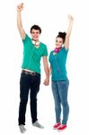 Young Couple Holding Hands Stock Photo