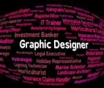 Graphic Designer Indicating Work Text And Visual Stock Photo