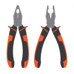Pliers. Pliers With Orange And Black Isolated On White Background Stock Photo